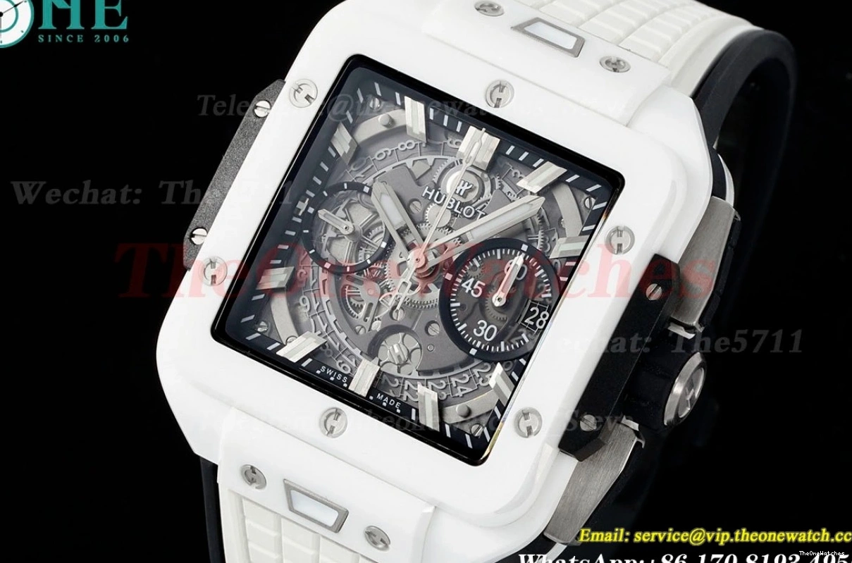 HUB1280A BBF RU White Cer Dial Unico Square Skeleton Bang 42mm 0521